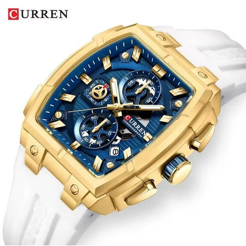 Montre CURREN Carré · 8488, couleur Bleu et doré
