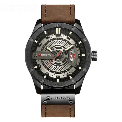 Montre CURREN Century · 8301, couleur Marron cadran gris